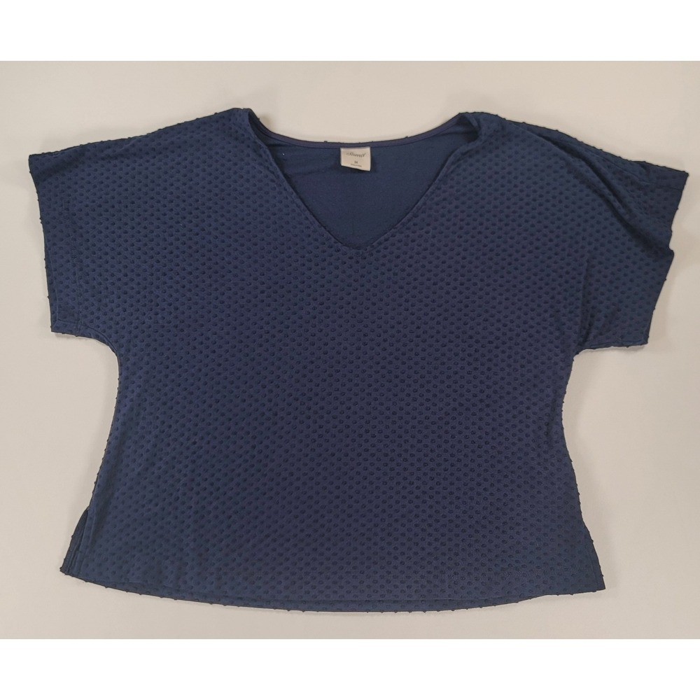 Soma Navy Blue Textured Pajama Set Medium Soft Lounge Sleepwear Pockets - Picture 2 of 9